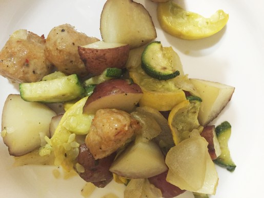 chicken sausage and veggies